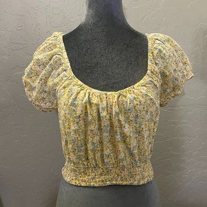 American Eagle yellow flower crop top Size S